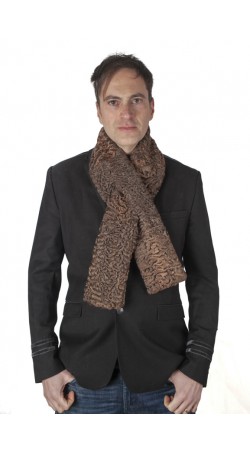 Brown karakul lamb fur scarf - fur on both sides - Unisex